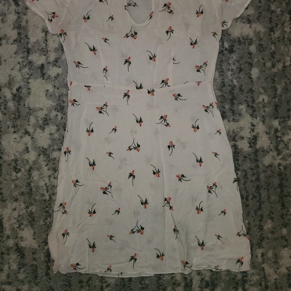 Free People Red Rose Floral Mini White Dress EUC - Picture 3 of 6